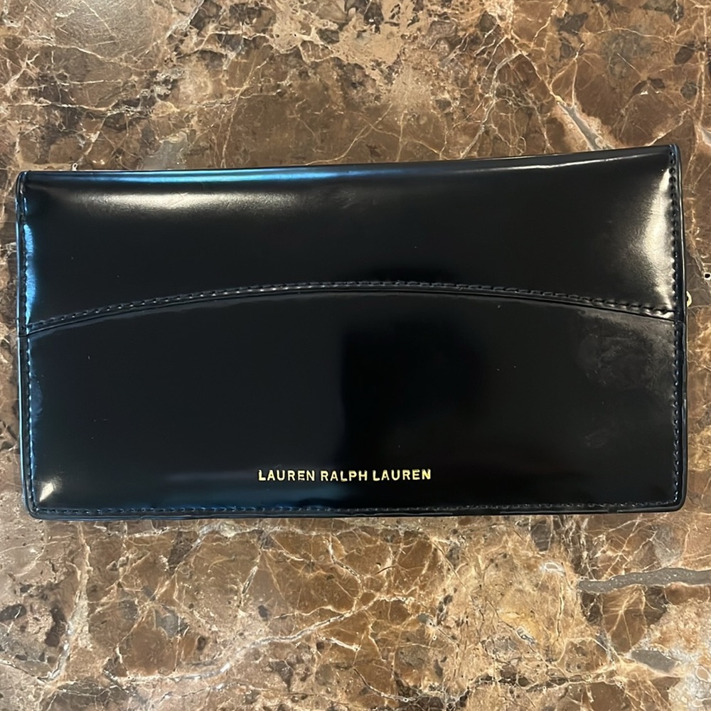 Lauren Ralph Lauren Black Leather Slim Snap Wallet - Picture 1 of 15